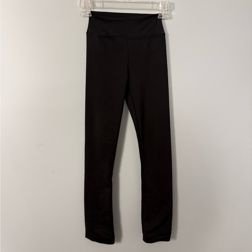 Girls Black High-Waisted Wide Leggings for Ice Skating Size 140